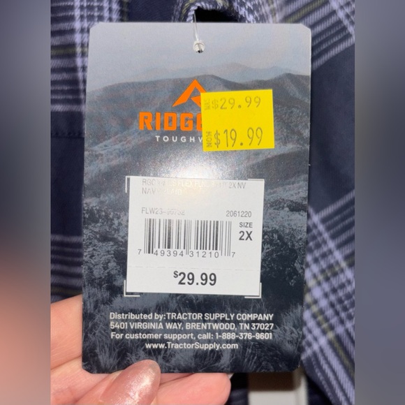 Ridgecut Flex Flannel Blue Plaid Shirt Size 2X NWT - Picture 3 of 6